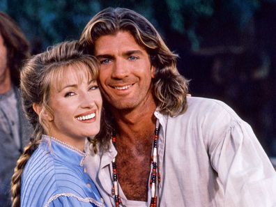 LOS ANGELES - JANUARY 1: Dr. Quinn, Medicine Woman. A CBS television family western drama series. Premiere episode broadcast January 1, 1993. From left is Jane Seymour (as Dr. Quinn) and Joe Lando (as Byron Sully). (Photo by CBS via Getty Images)
