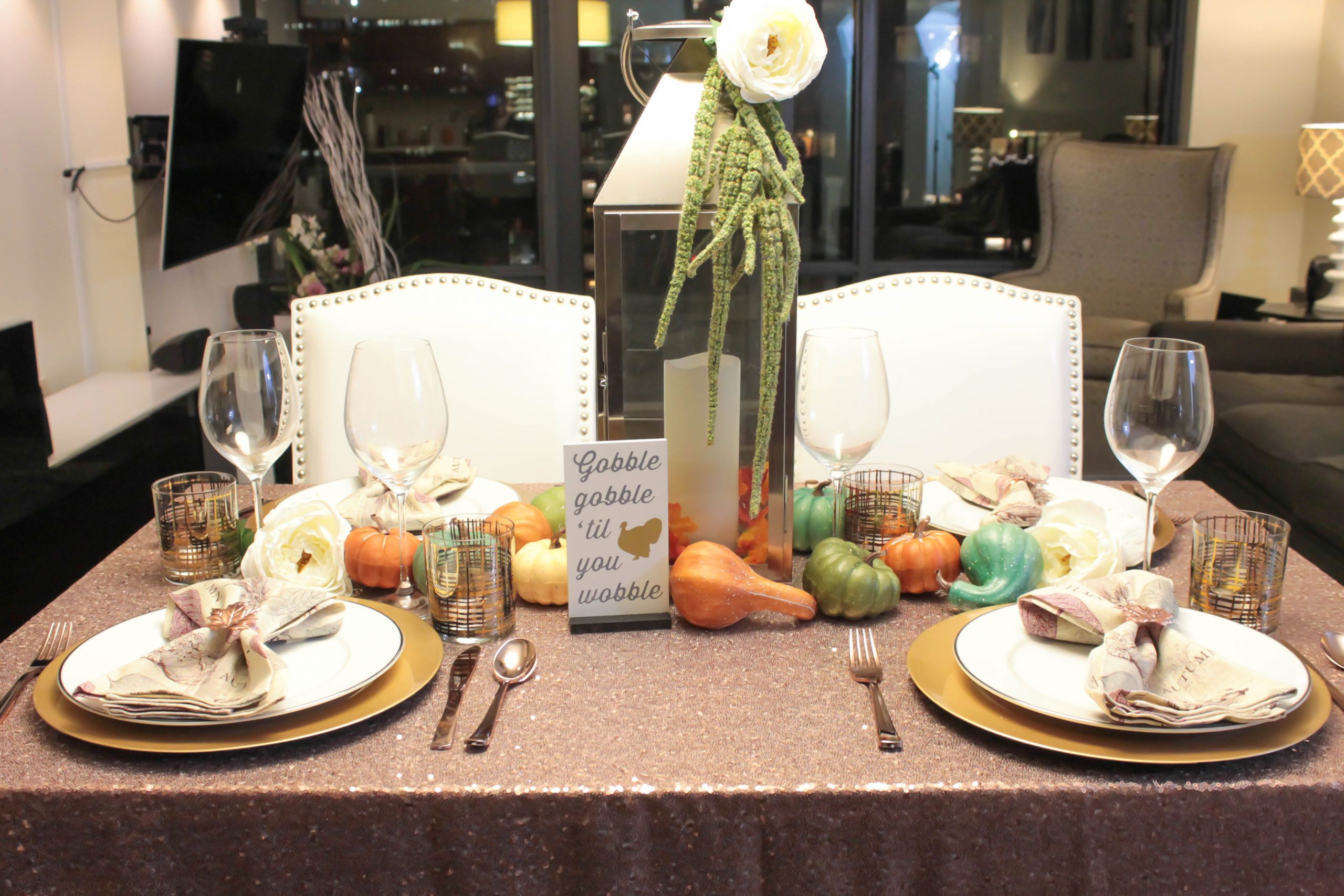 Lovely Rose Gold Thanksgiving Tablescape! - B. Lovely Events