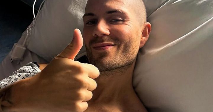 The Wanted star Max George gets a special visit in hospital from actress star girlfriend Maisie Smith as he prepares for heart surgery